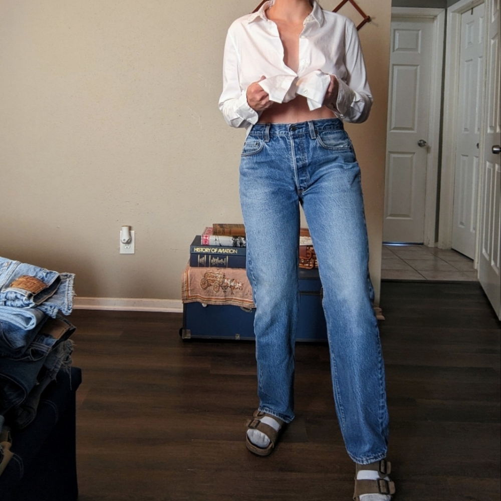 Levi's 501 Vintage Straight Leg Blue Jeans 80s Medium Dark Wash COPY